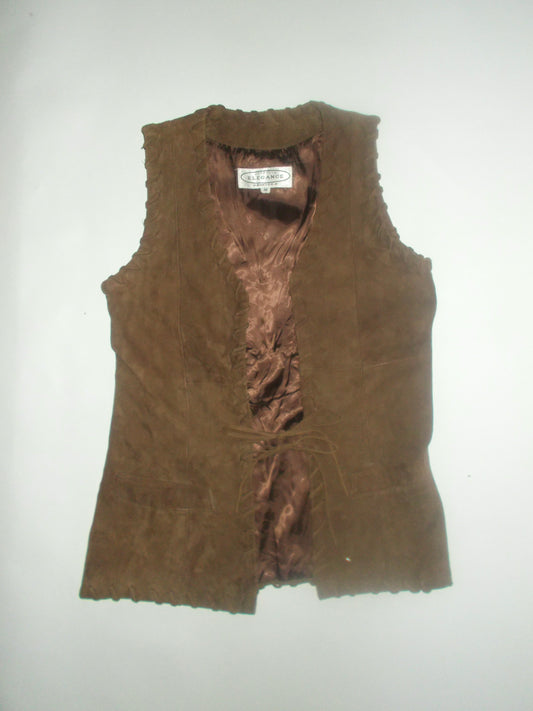 Brown suede tie vest