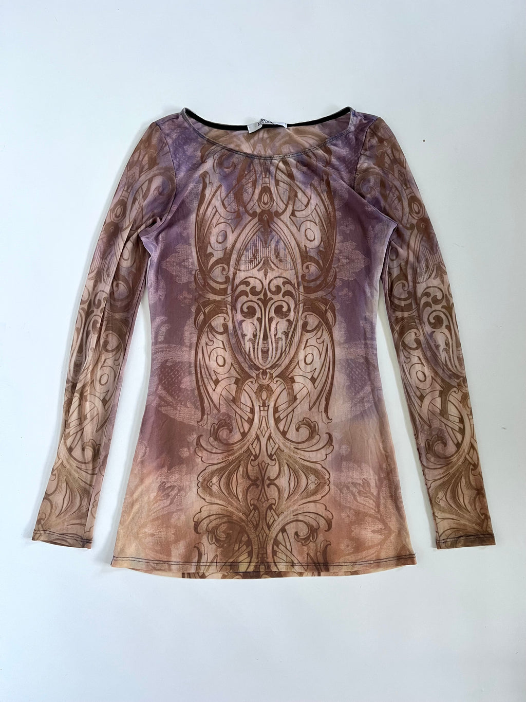Gothic tribal mesh long sleeve top
