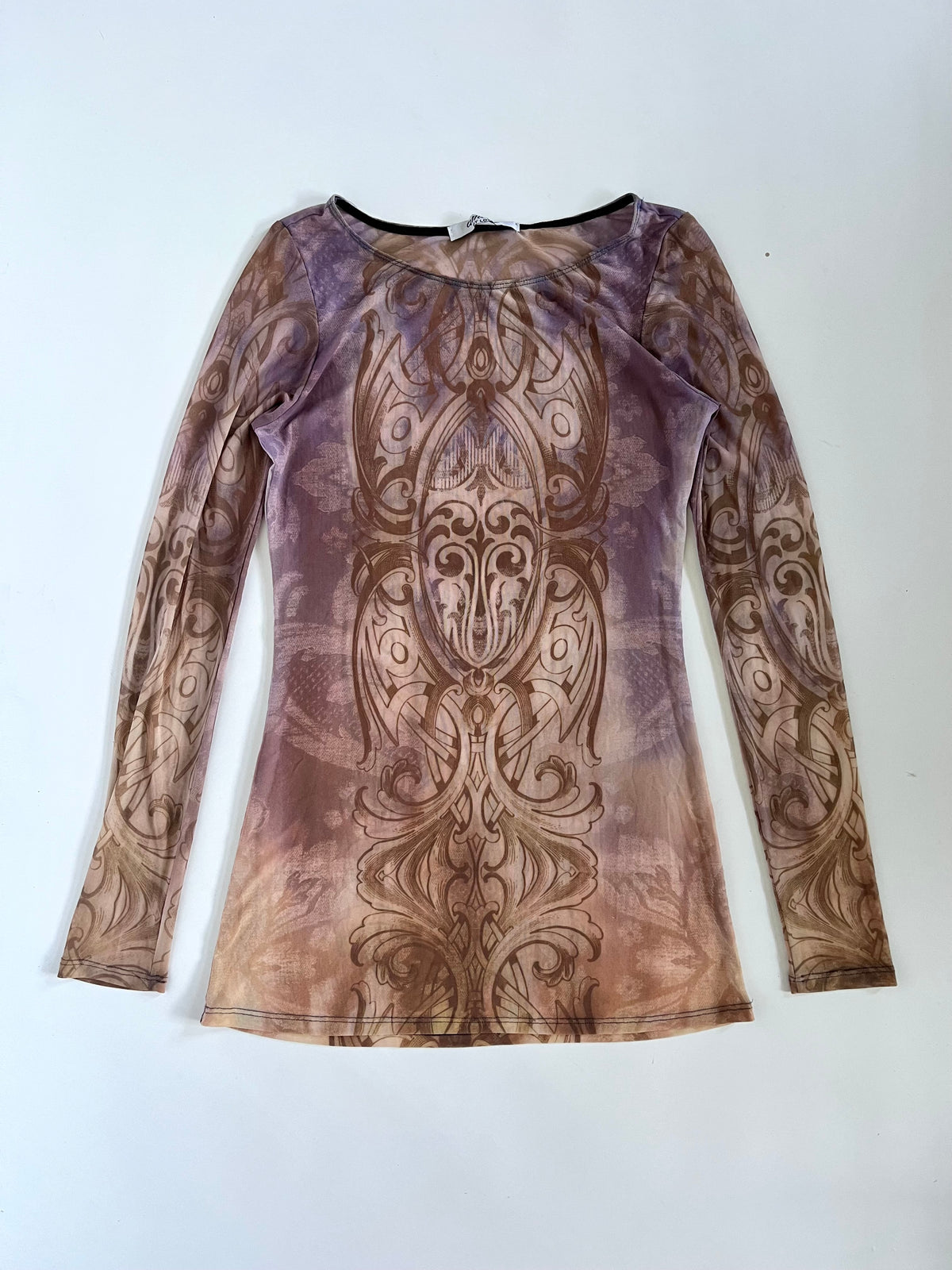 Gothic tribal mesh long sleeve top