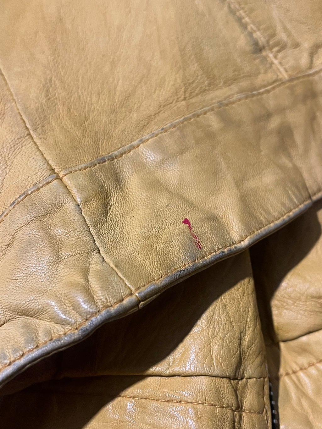 Yellow leather zip up moto jacket