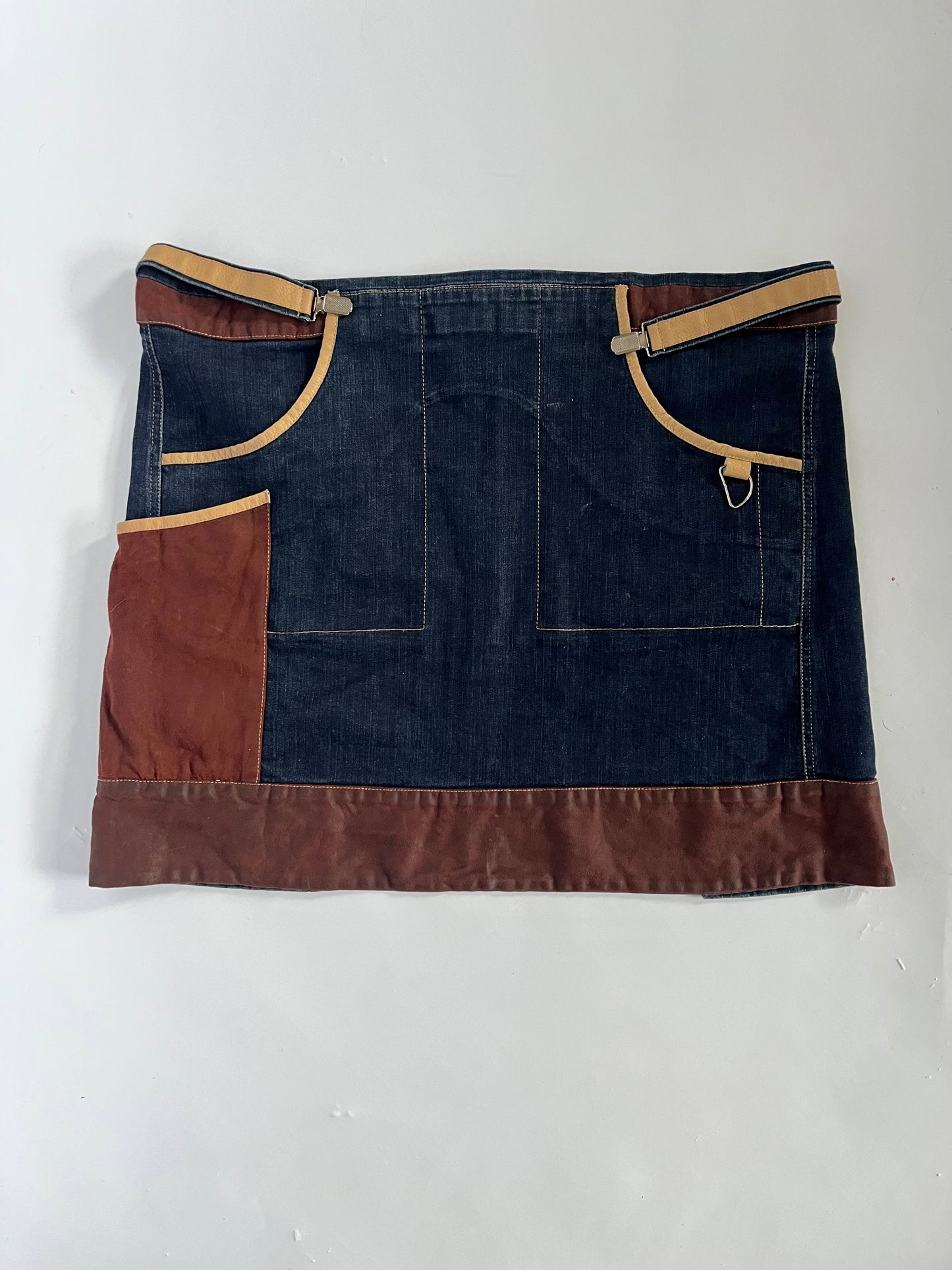 Denim utility belt skirt