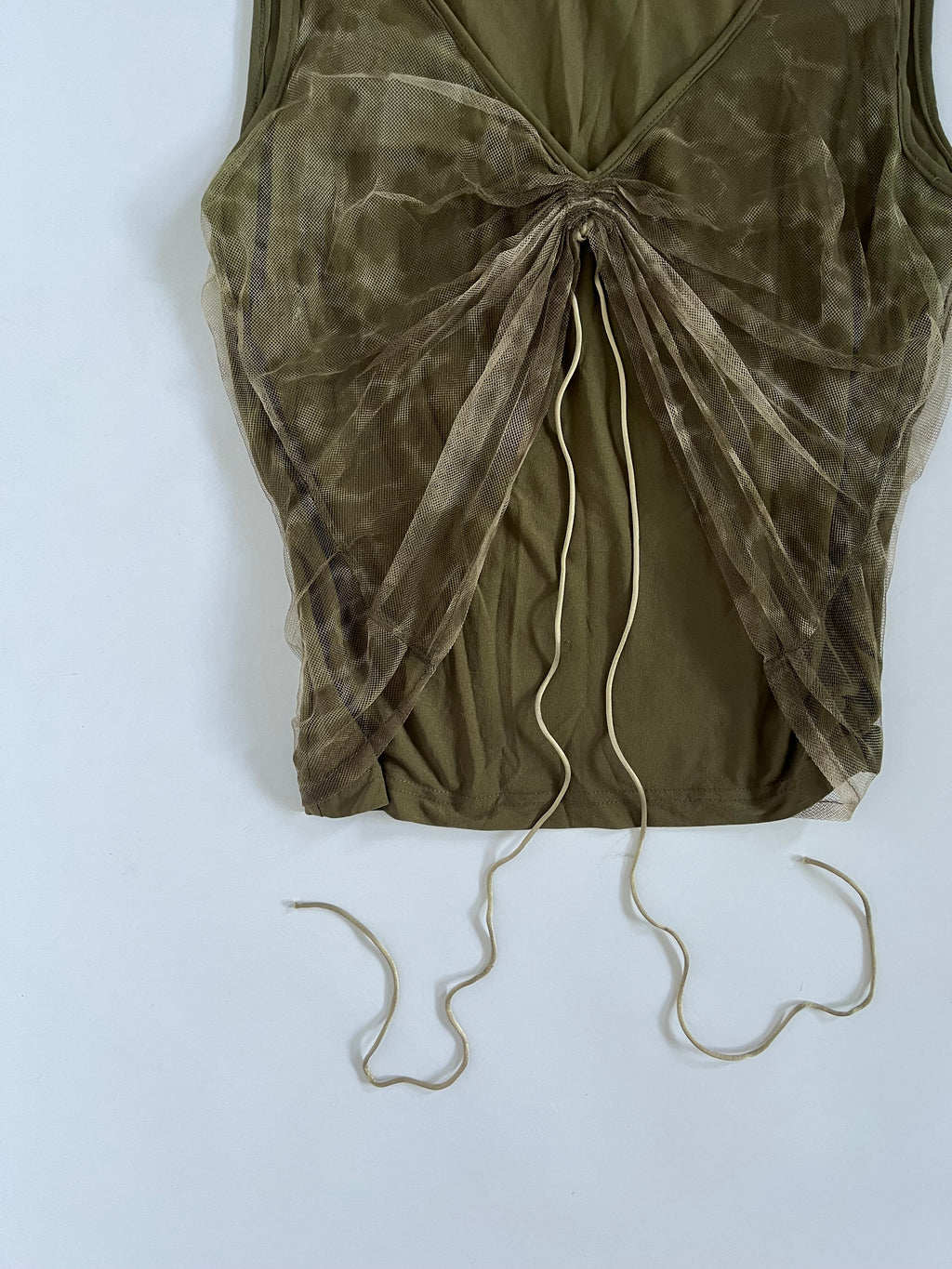 Subversive khaki mesh tie tank top