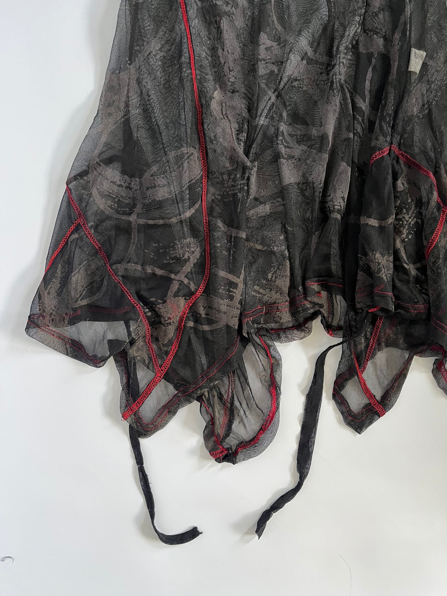 Subversive black and red mesh tiered mini dress