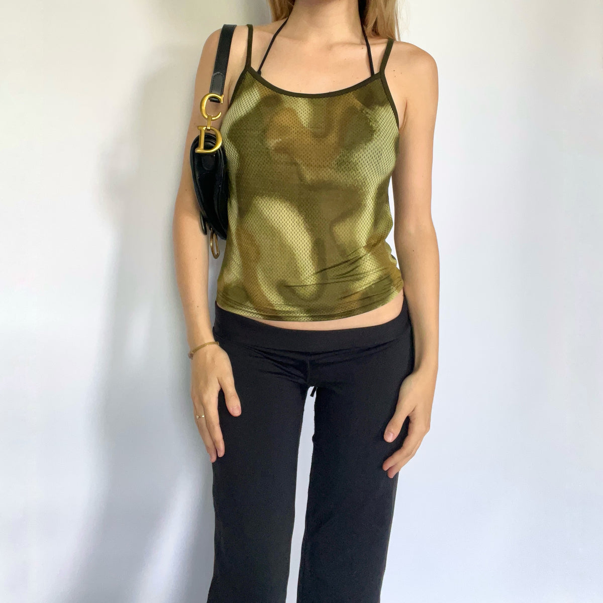 Semi sheer camo cami top
