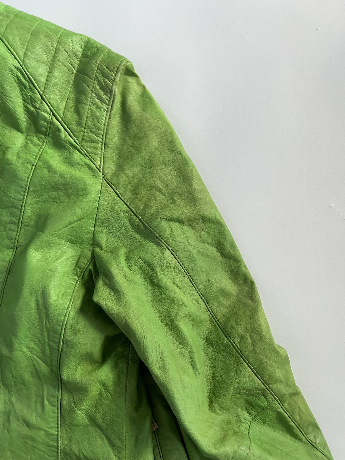 Lime green genuine leather moto jacket