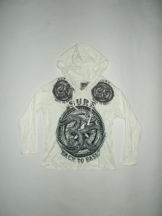 Long sleeve pattern hooded top