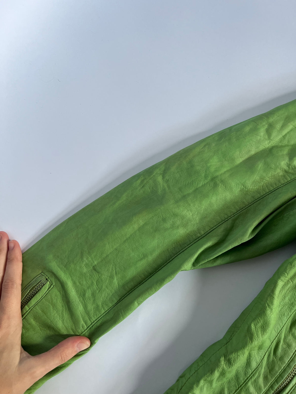 Lime green genuine leather moto jacket