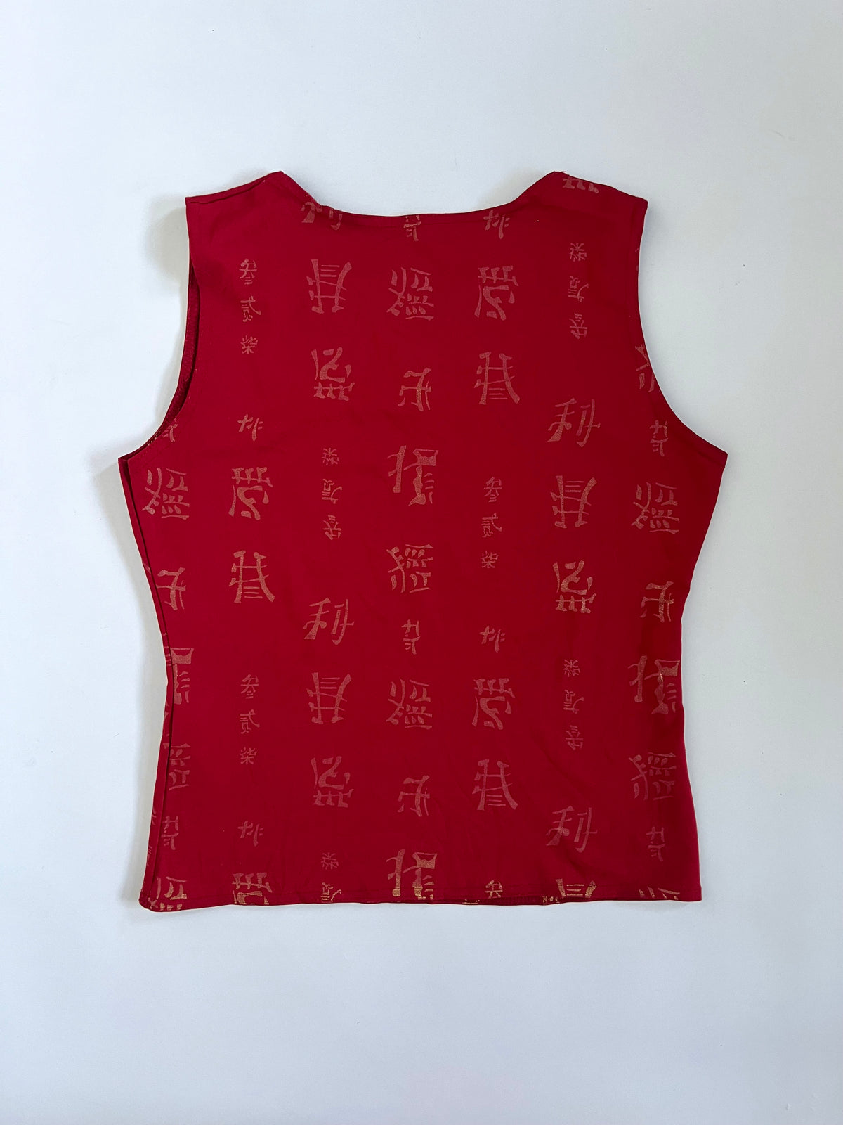 Red asian text graphic tank top