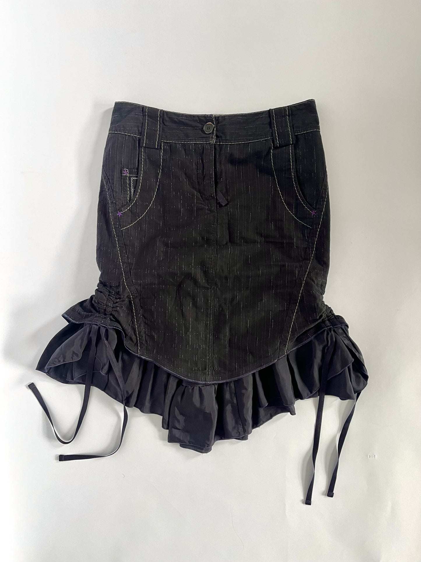 Marithé + François Girbaud rouched knee length skirt