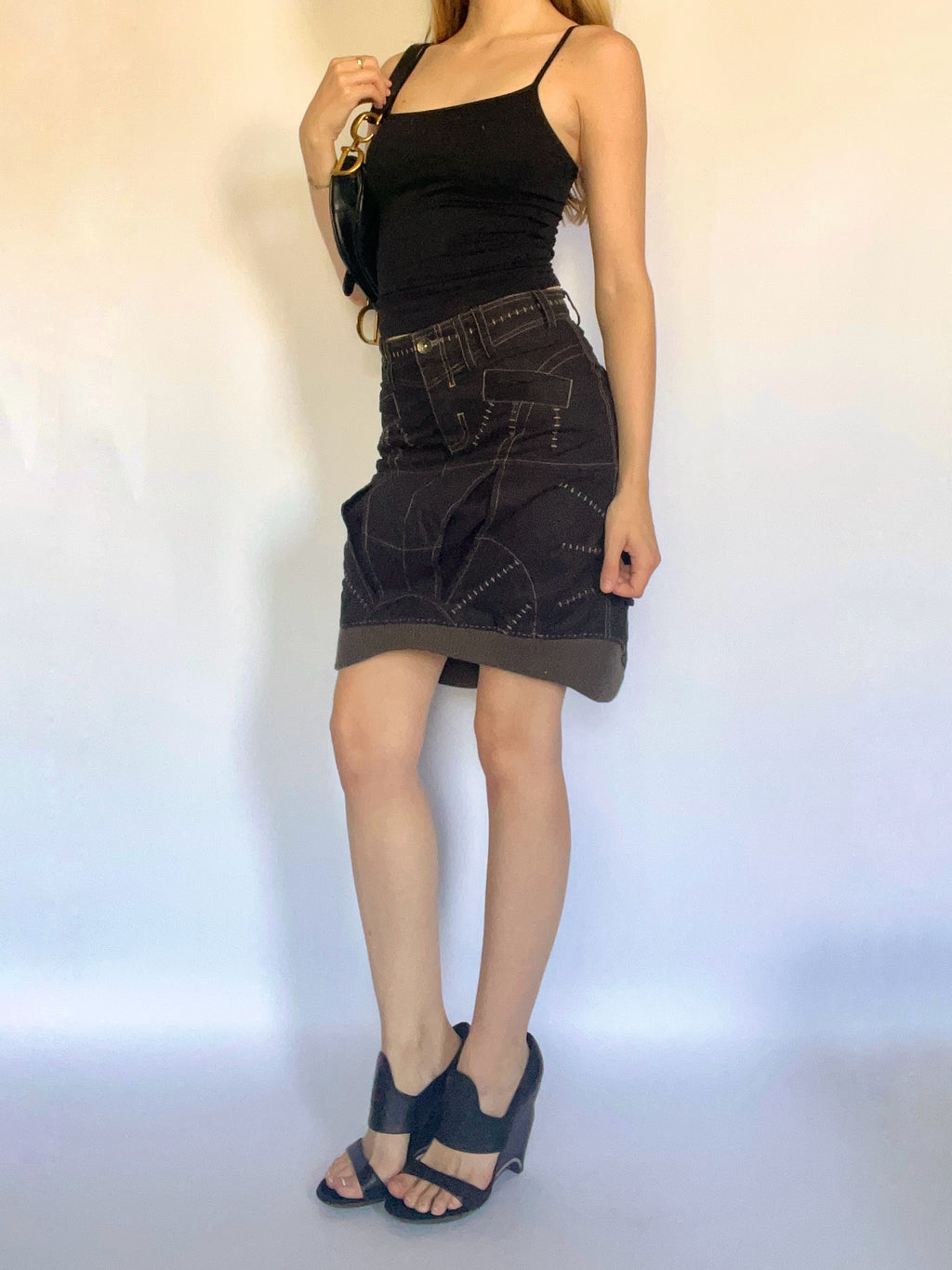 Subversive knee length cargo skirt