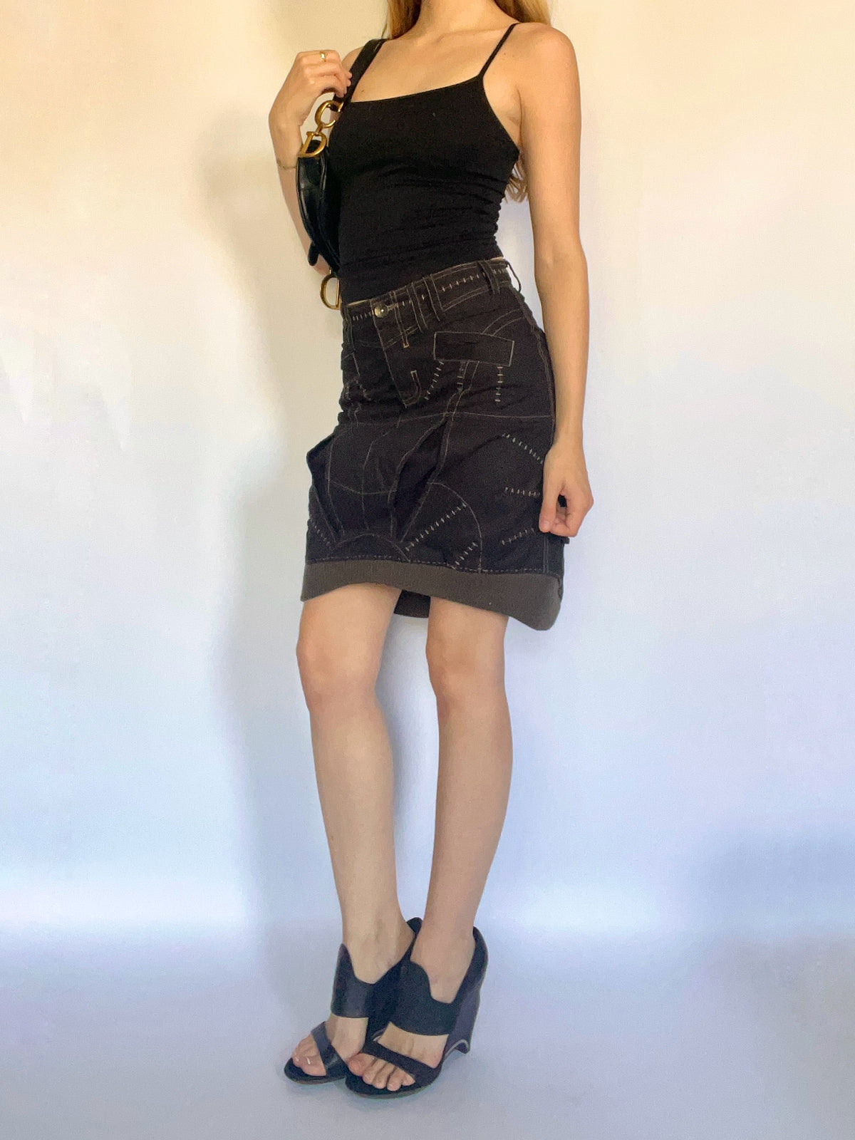 Subversive knee length cargo skirt