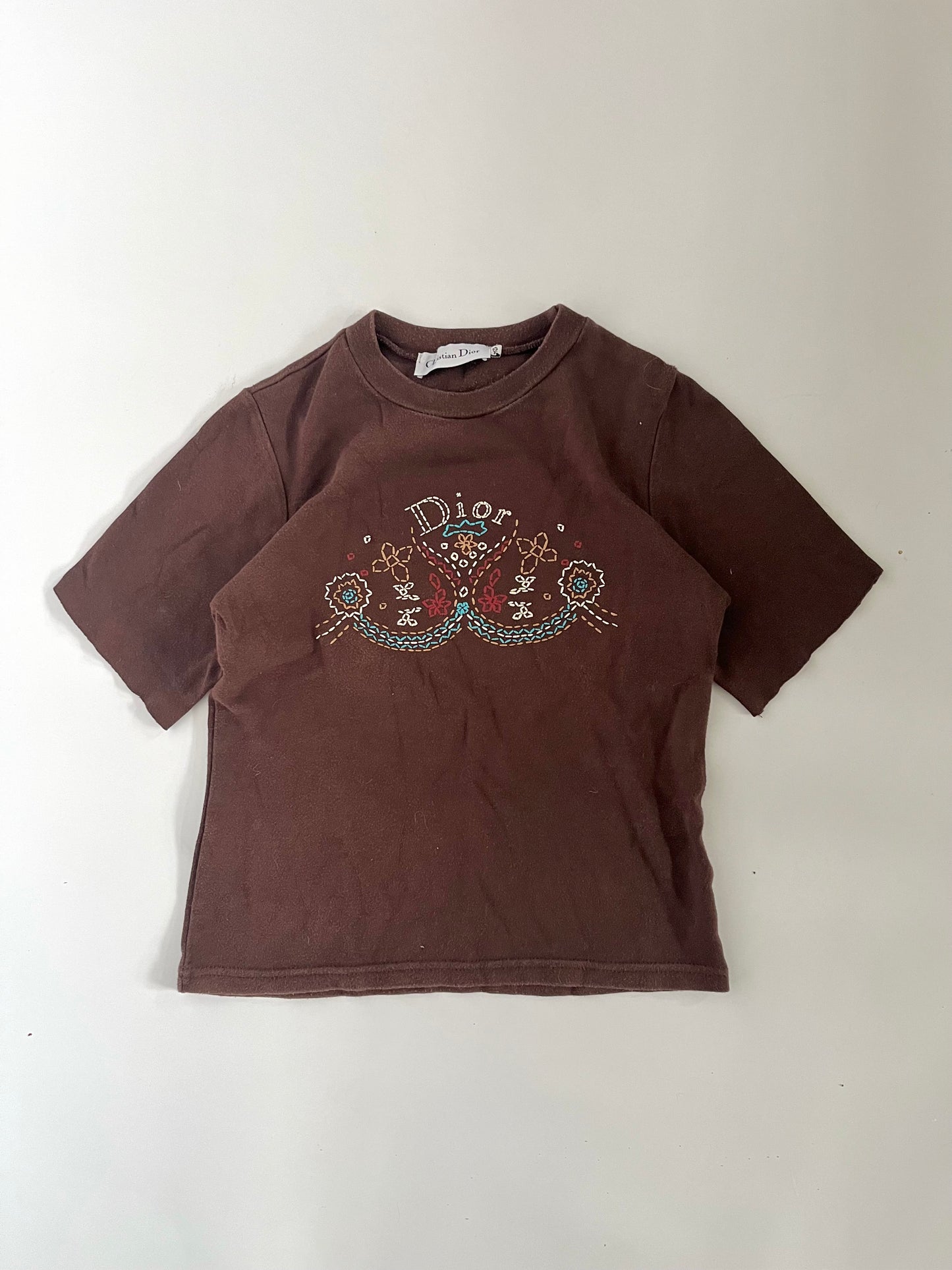 Brown dior boho baby tee