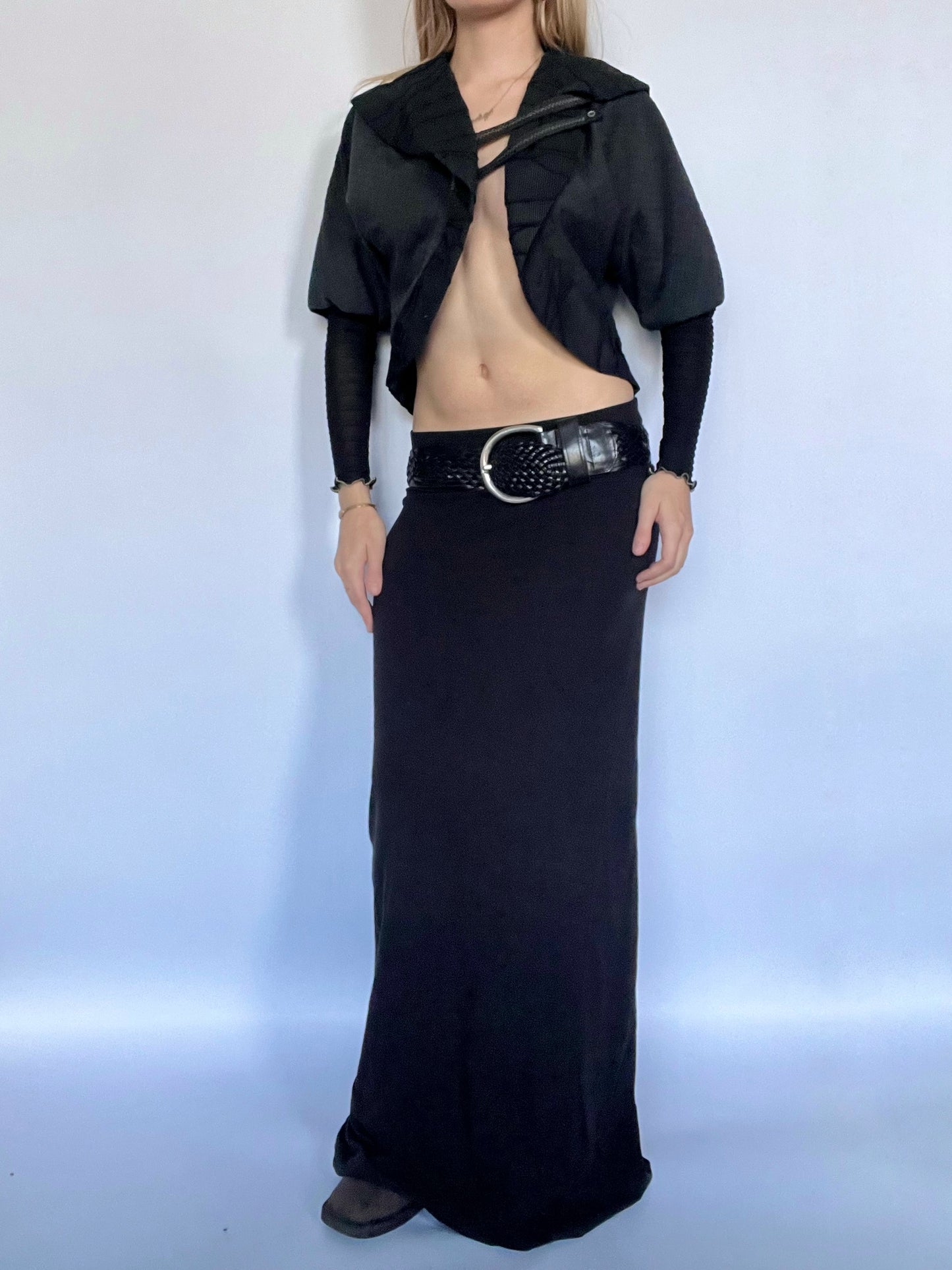 Grey cropped subversive asymmetric  jacket