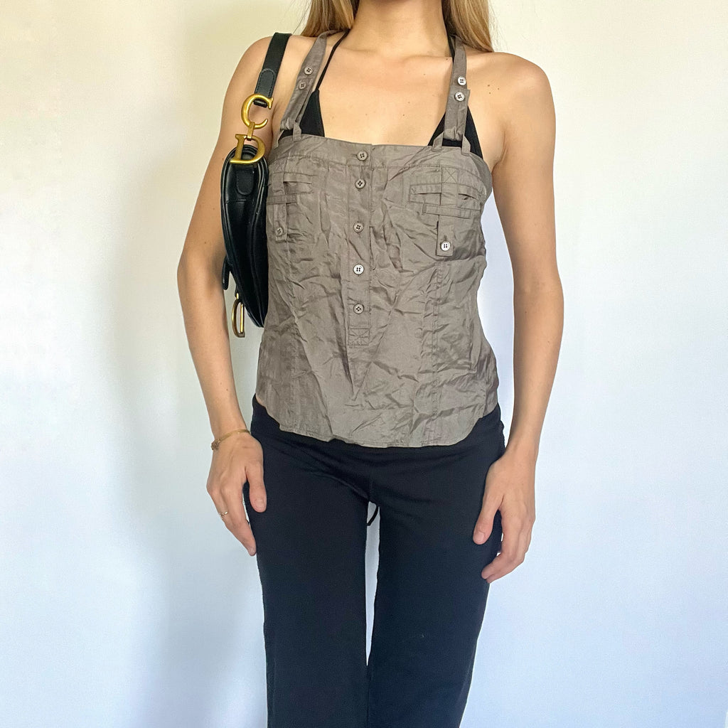 Subversive silk button cami top
