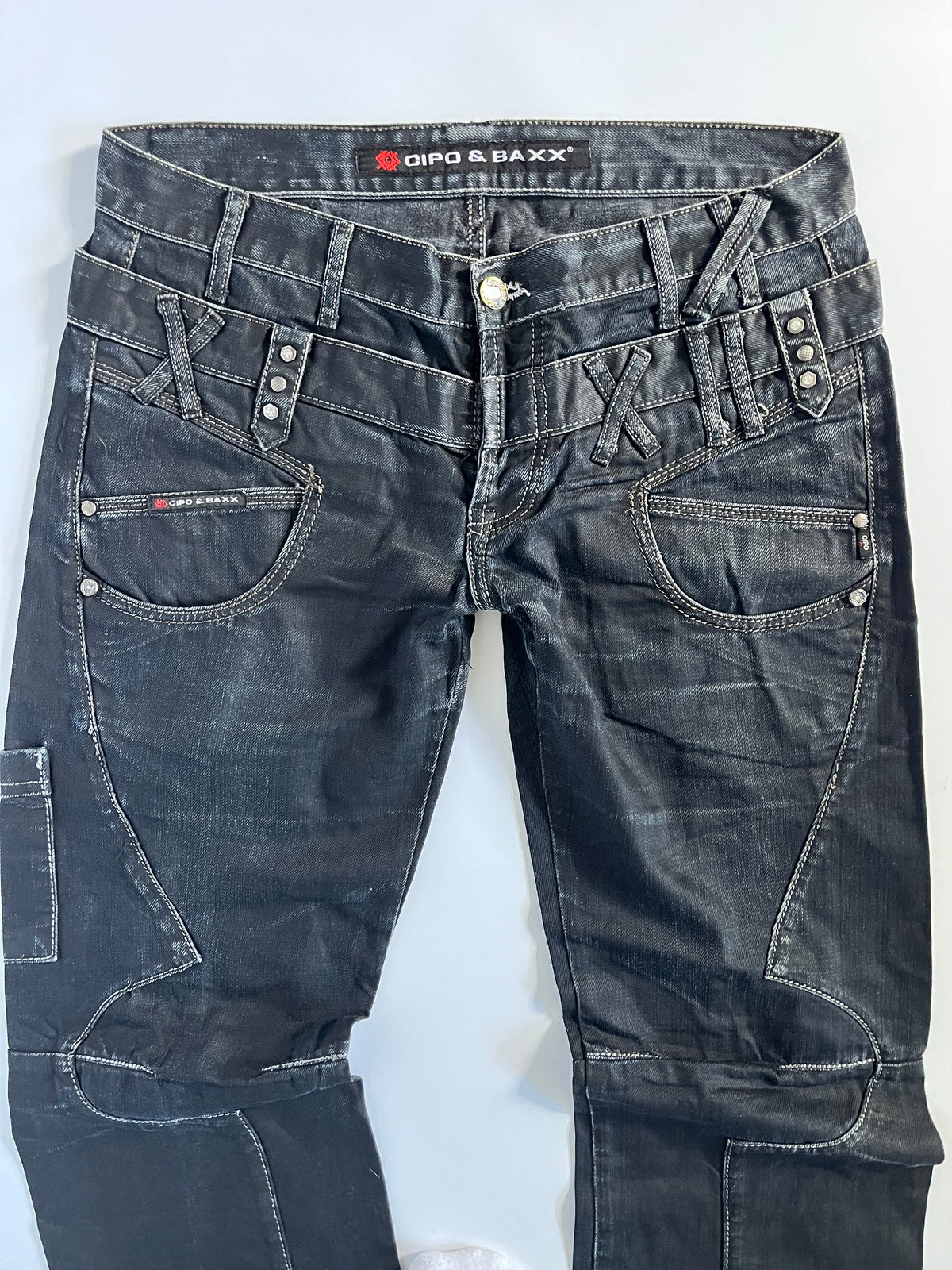 Black Japanese subversive straight leg jeans