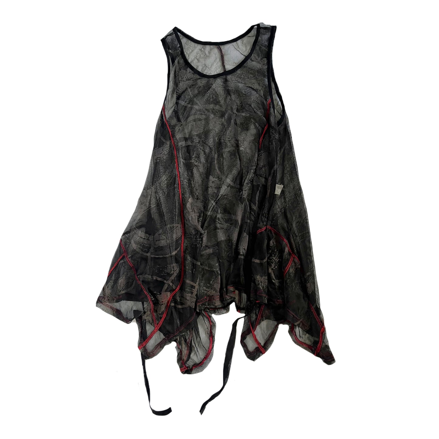 Subversive black and red mesh tiered mini dress