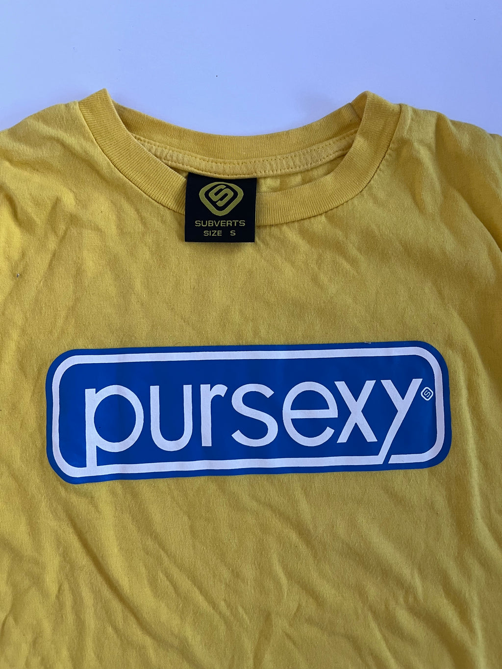 Yellow “pursexy”slogan baby tee