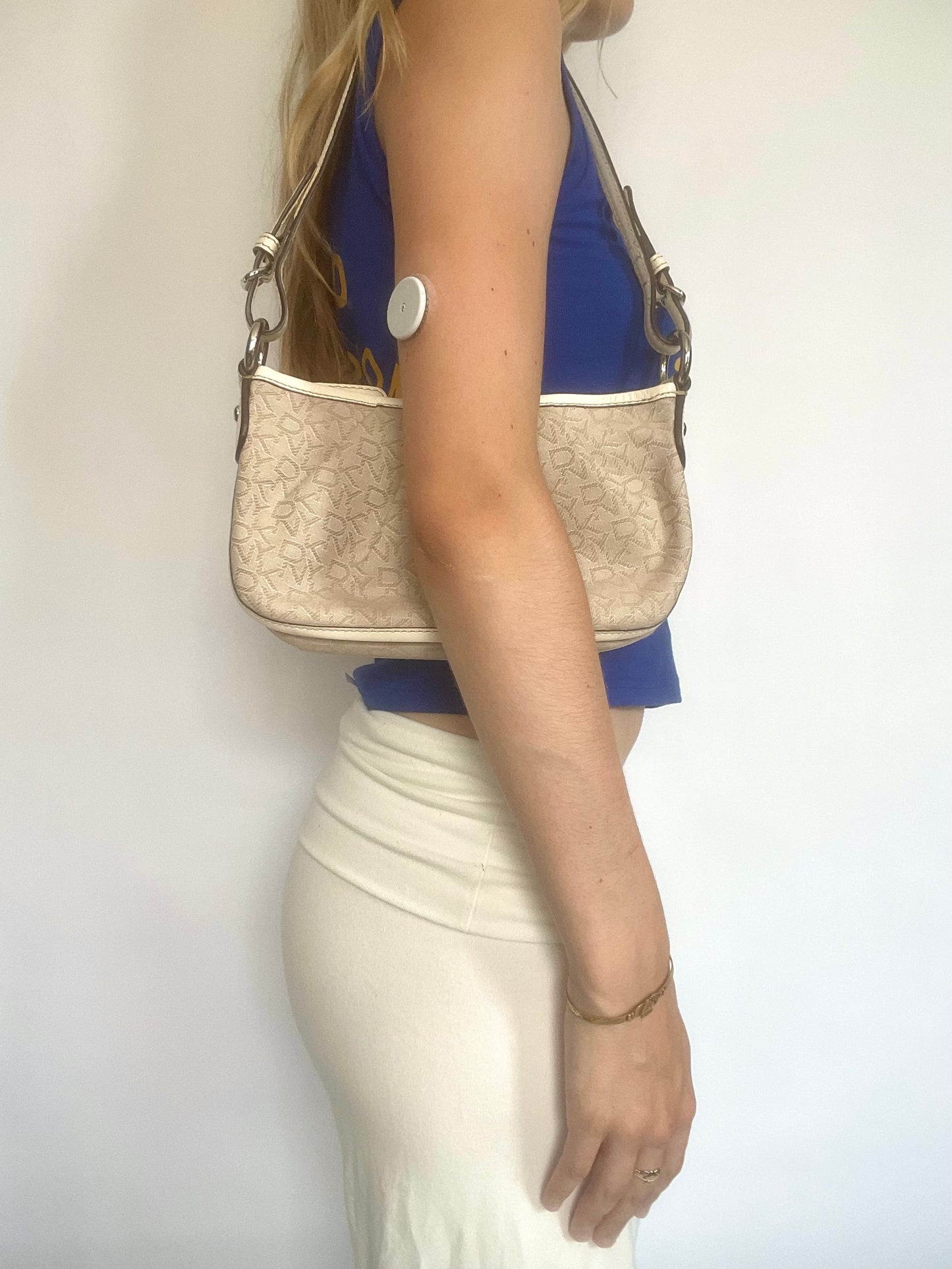 DKNY cream monogram mini bag
