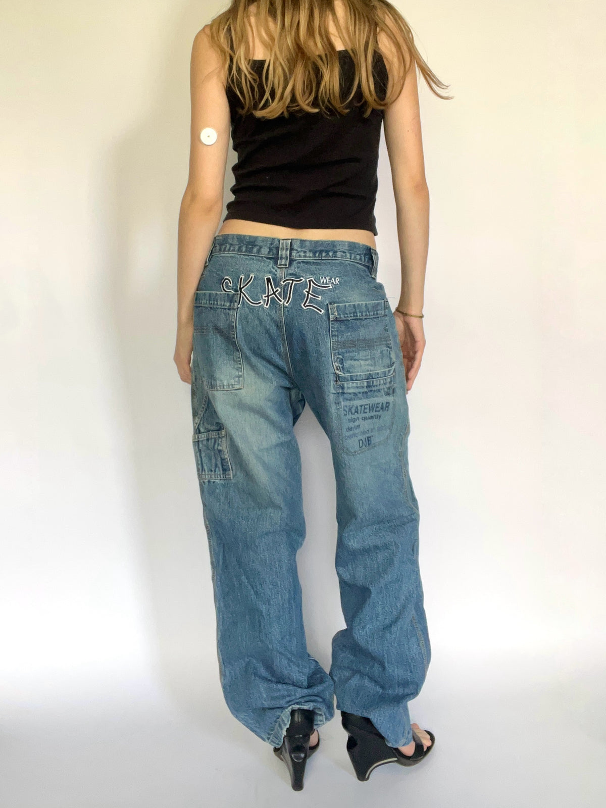 Skate embroidered straight leg jeans