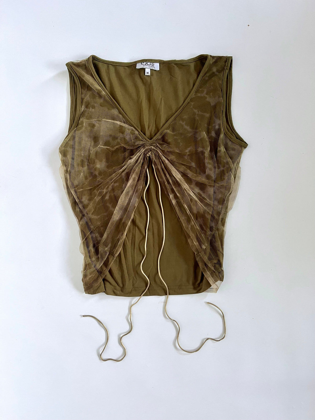 Subversive khaki mesh tie tank top