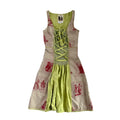 Green graphic lace up milk maid dress