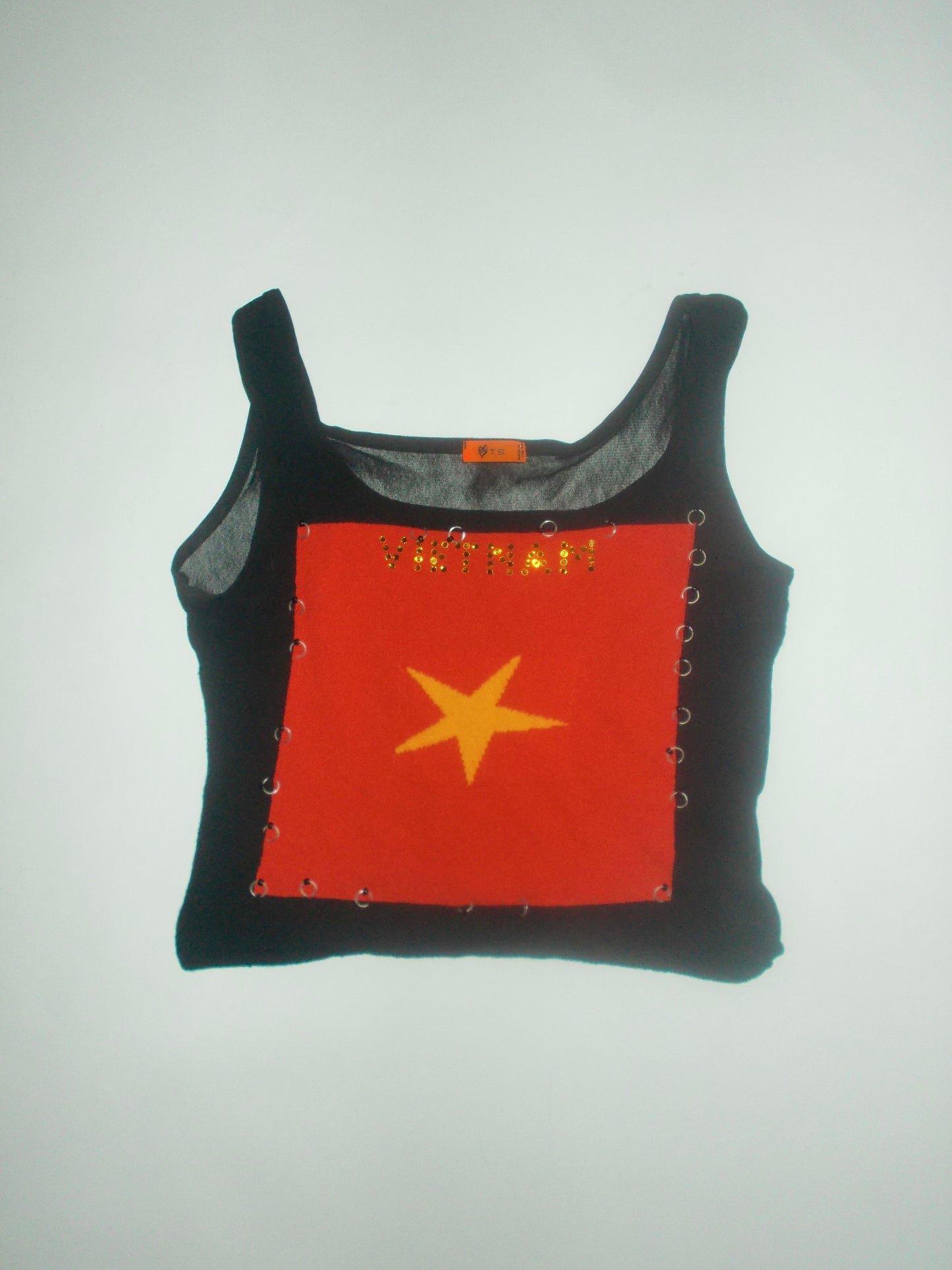 Vietnam mesh pierced tank top