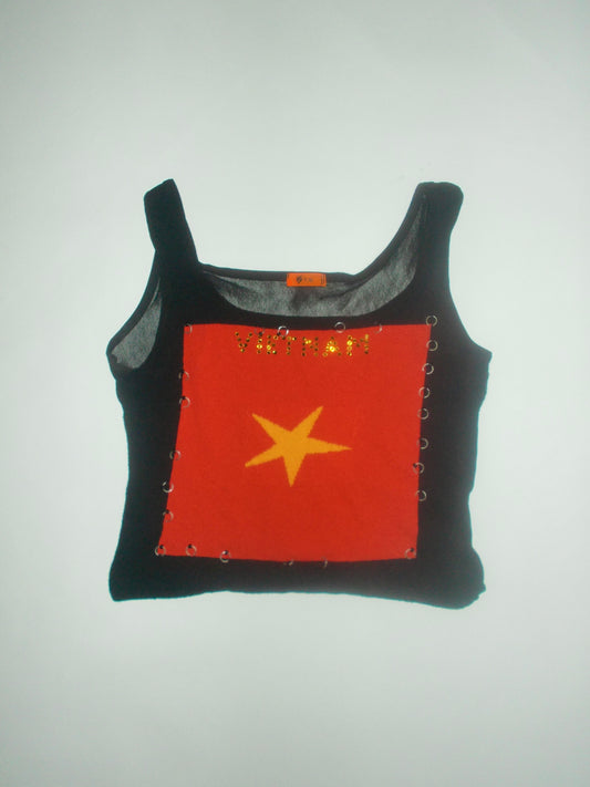 Vietnam mesh pierced tank top