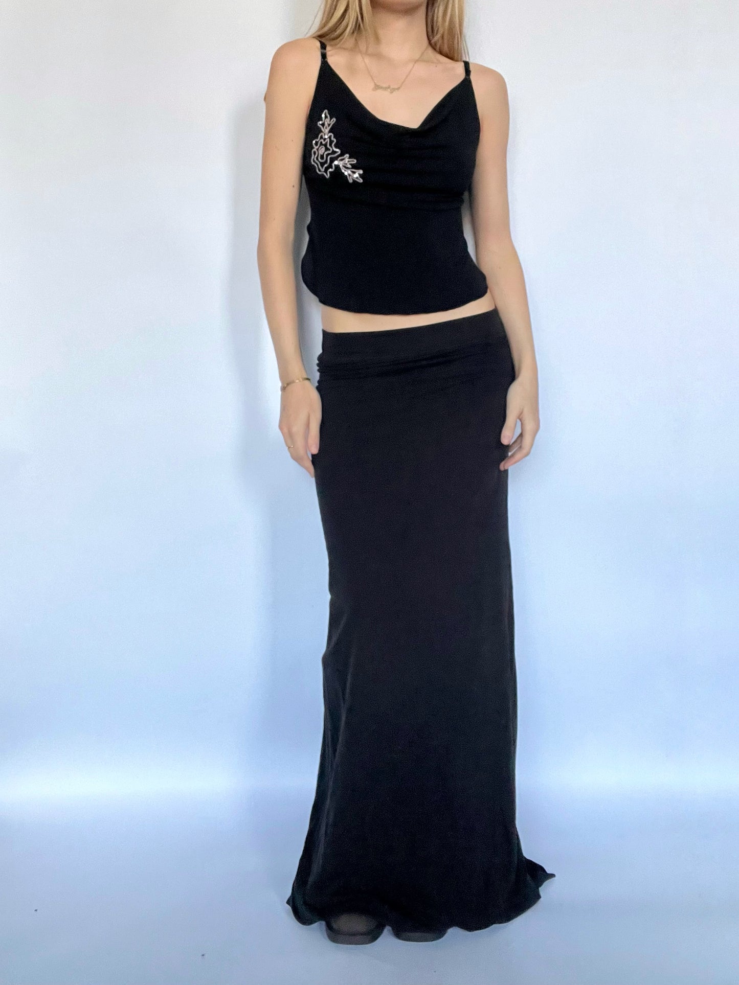 Blumarine sequin cowl neck cami top