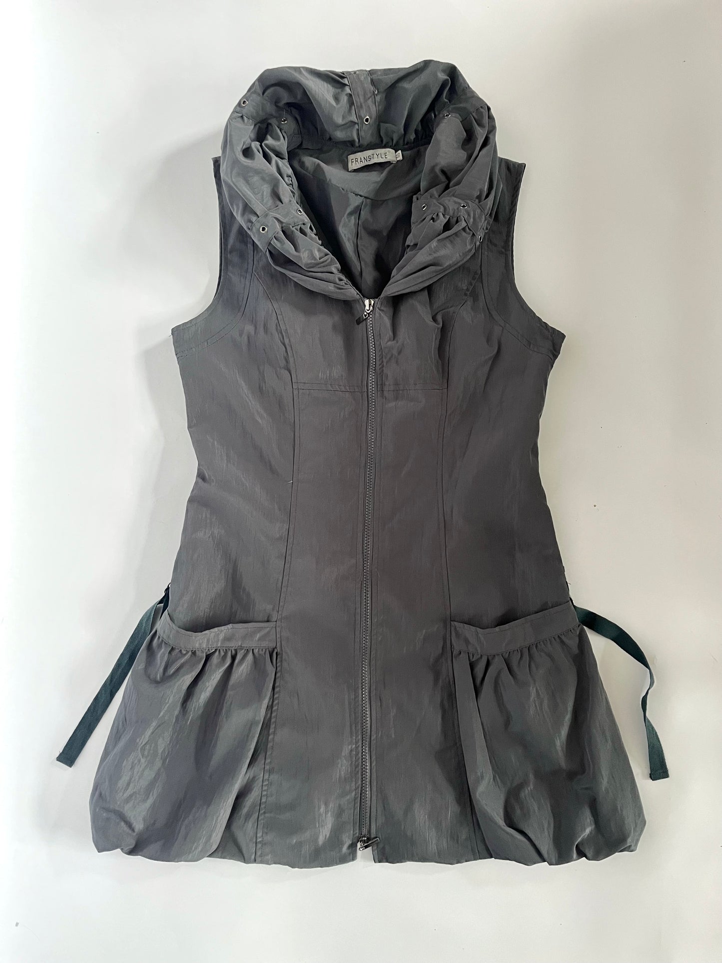 Grommet shell bubble mini dress