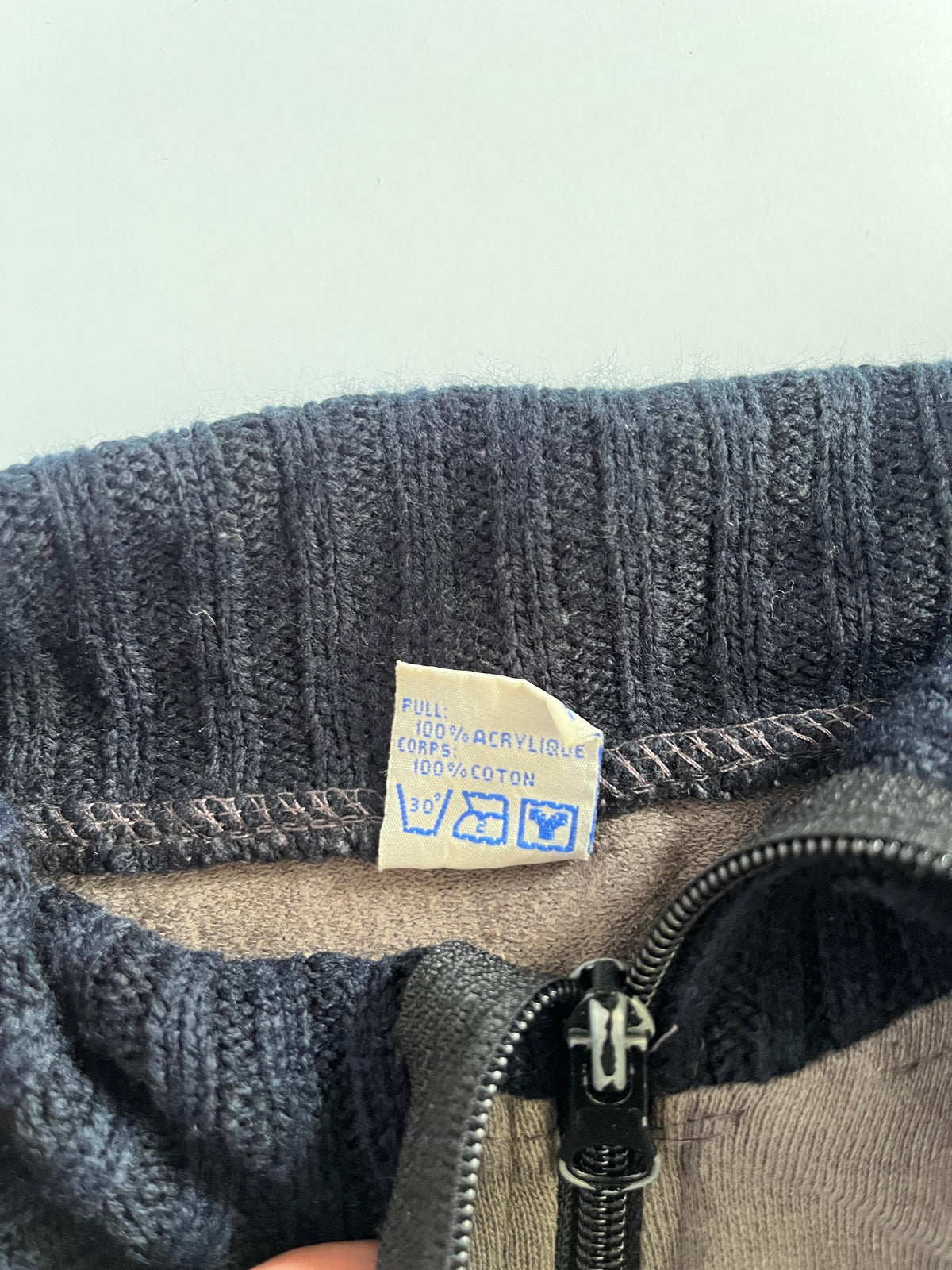 Grey & navy knit zip up jumper