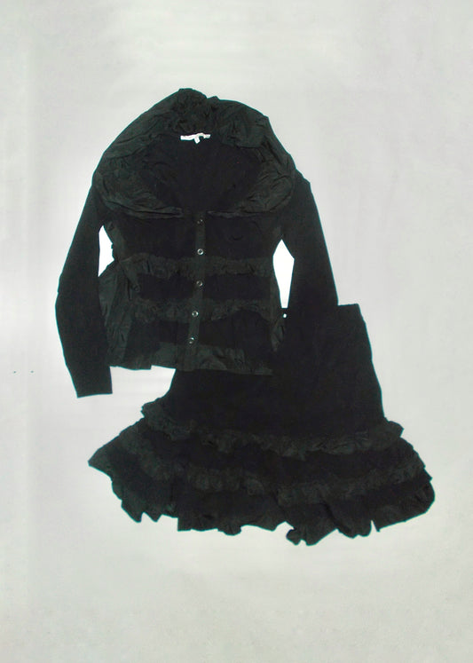 90’s shell ruffle skirt & blazer set
