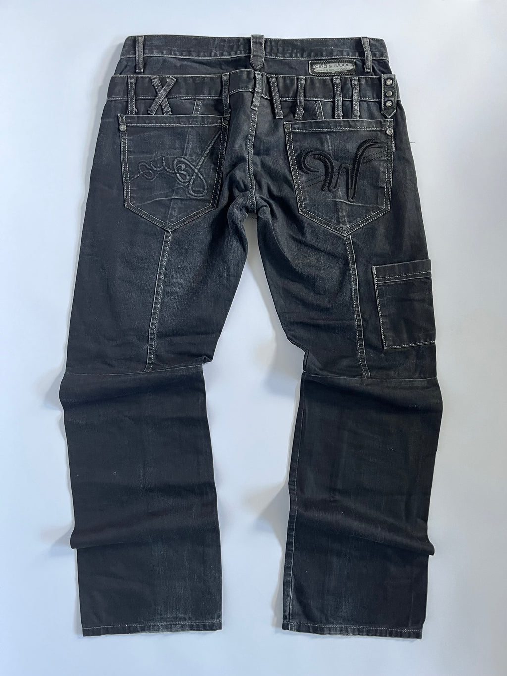 Black Japanese subversive straight leg jeans