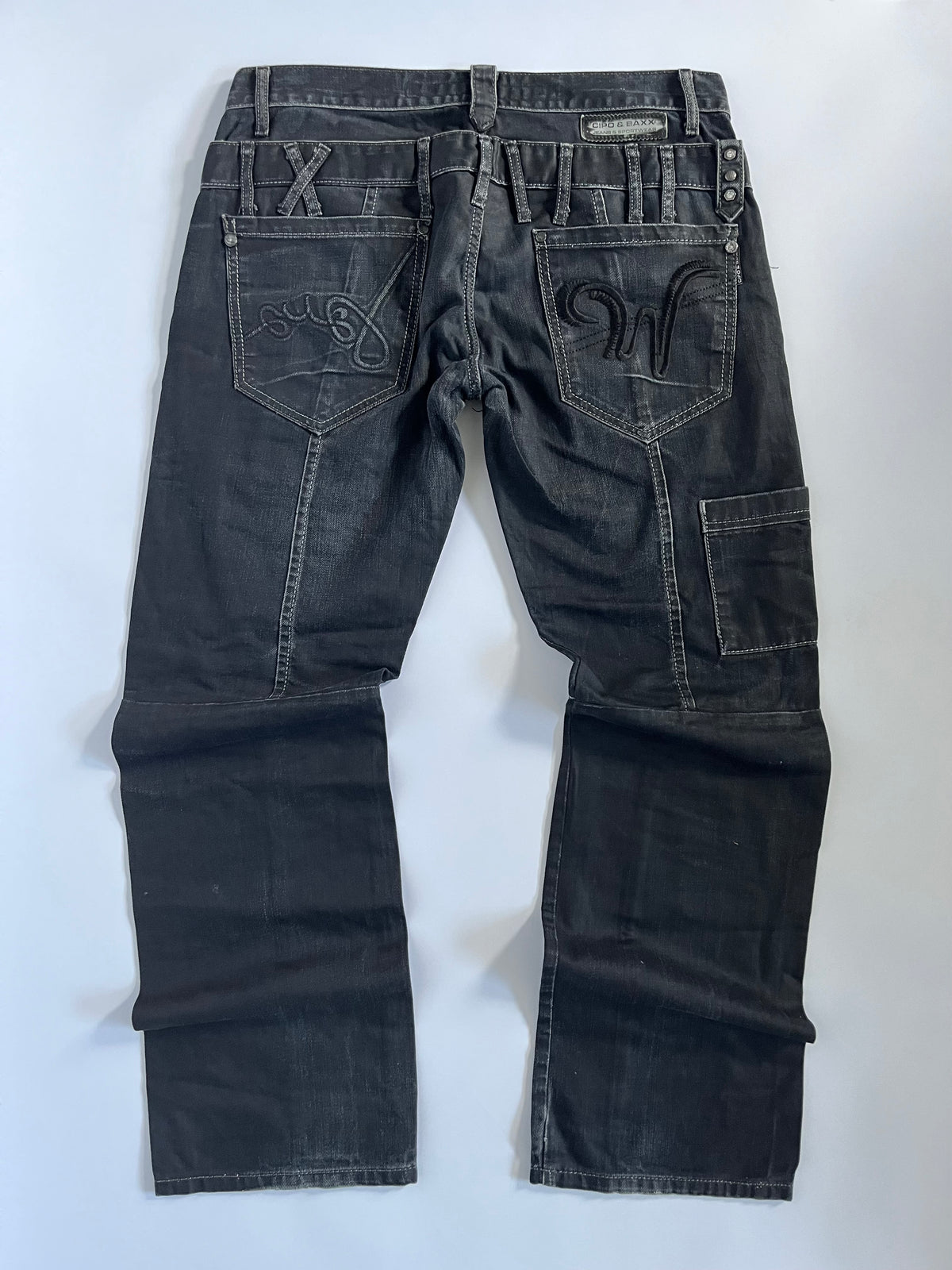 Black Japanese subversive straight leg jeans
