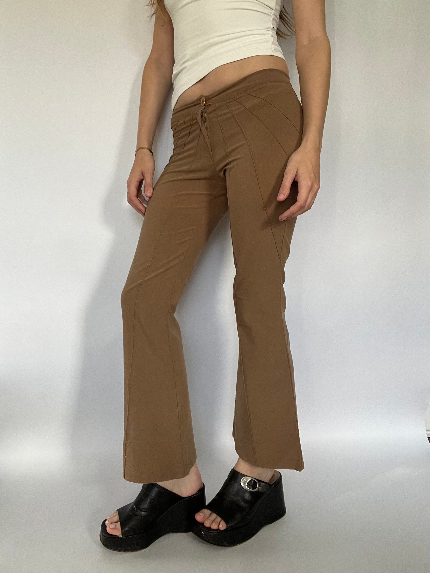 Brown boho flared trousers