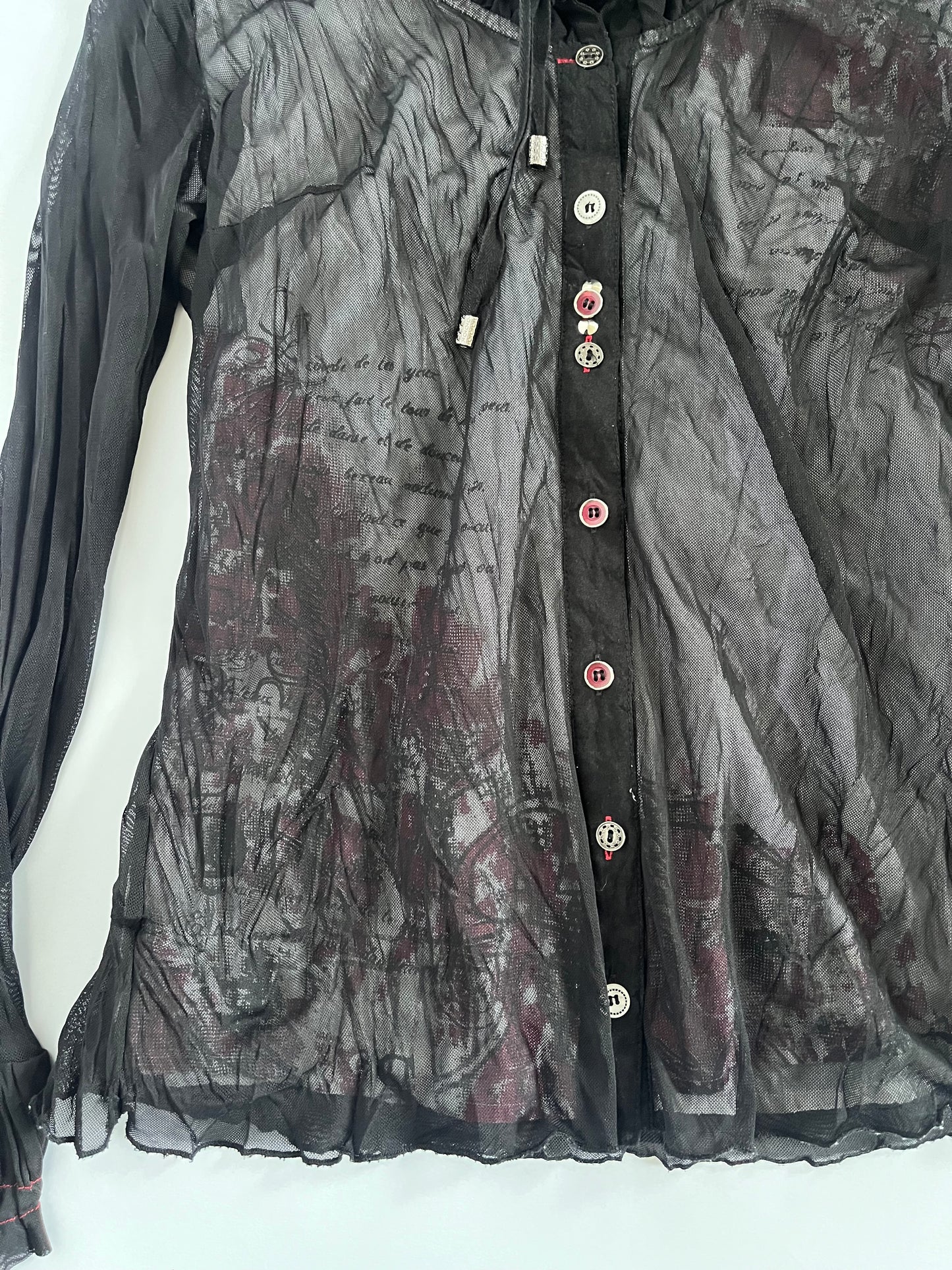 Mesh lace up cardigan