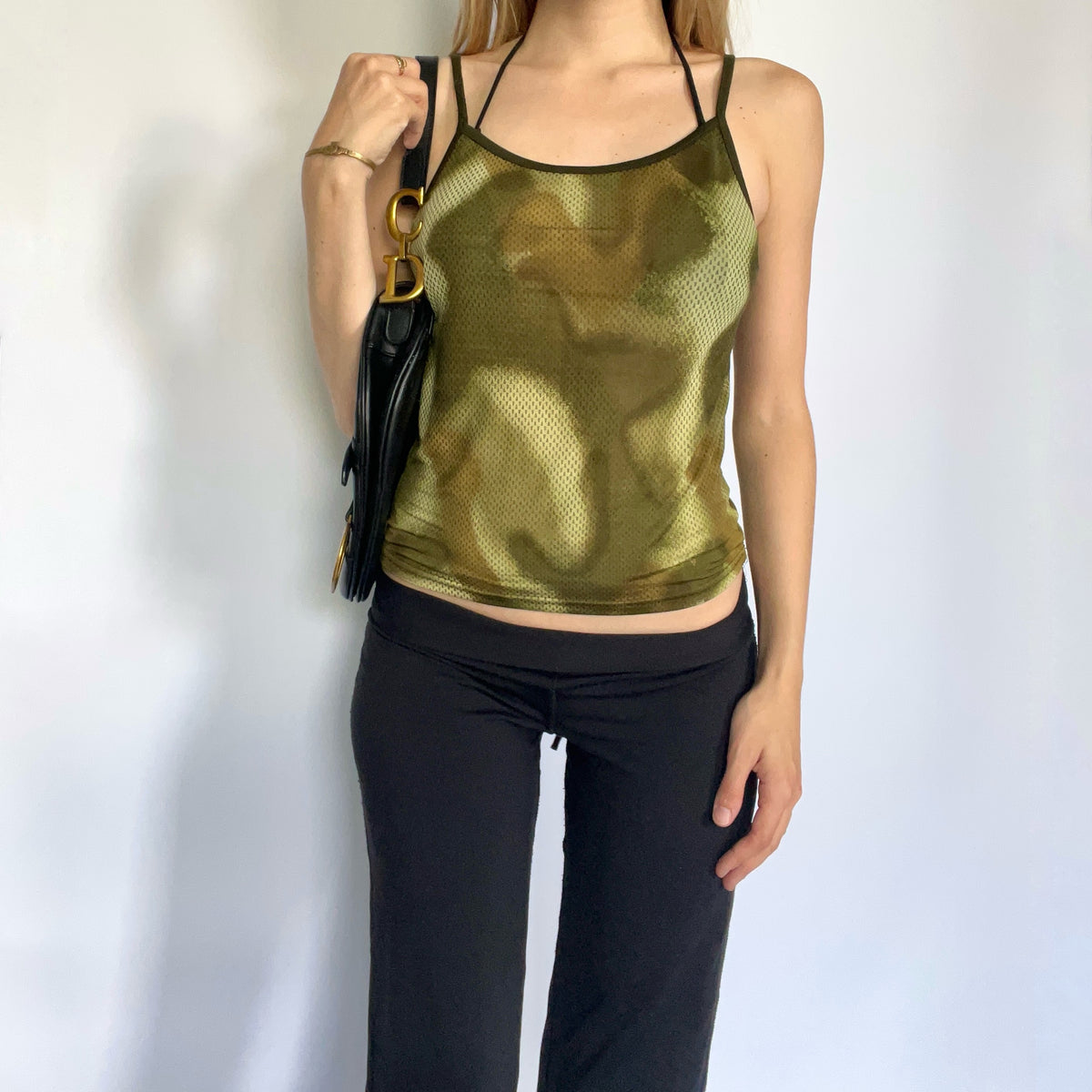 Semi sheer camo cami top
