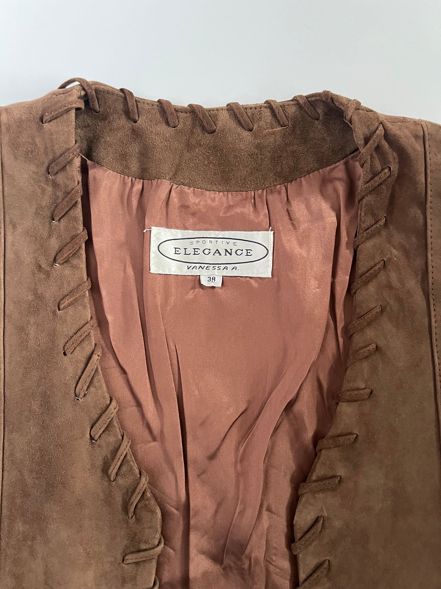 Brown suede tie vest