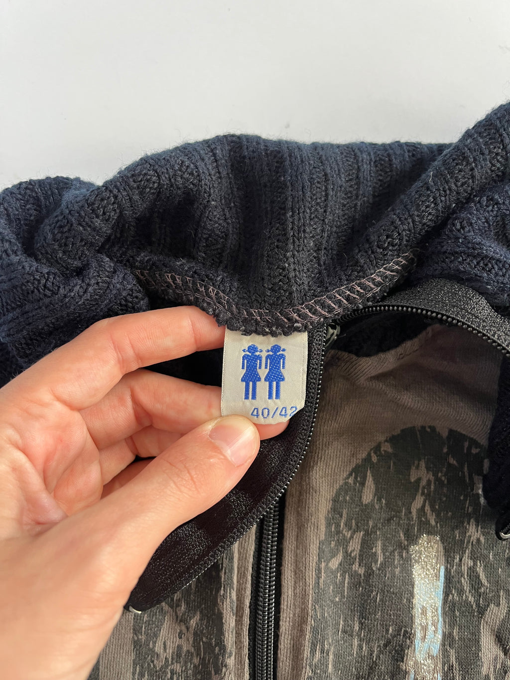 Grey & navy knit zip up jumper