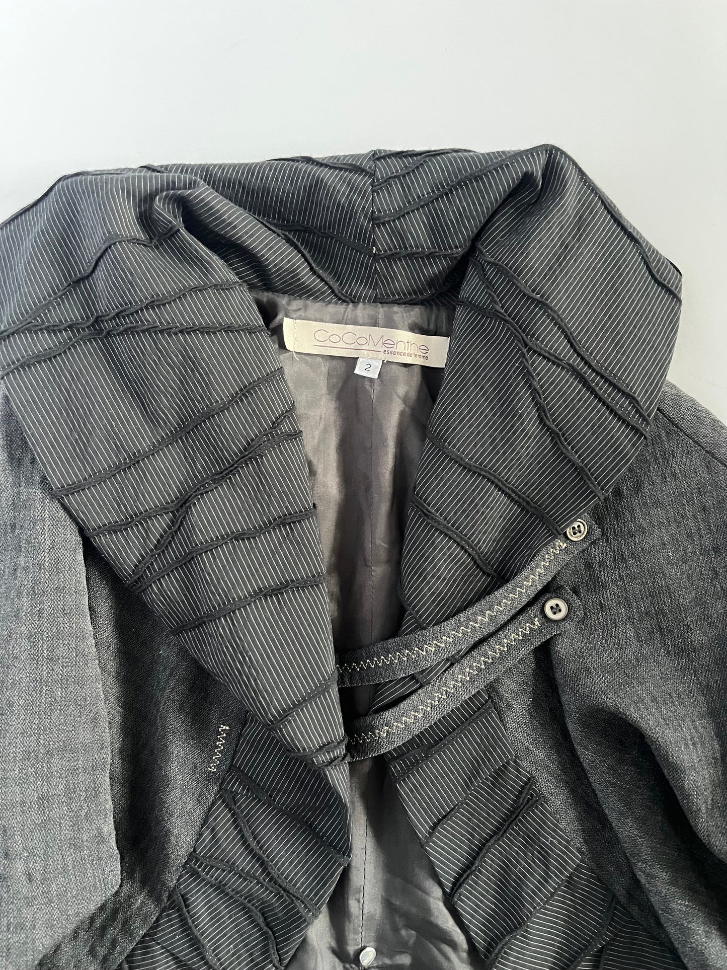 Grey cropped subversive asymmetric  jacket