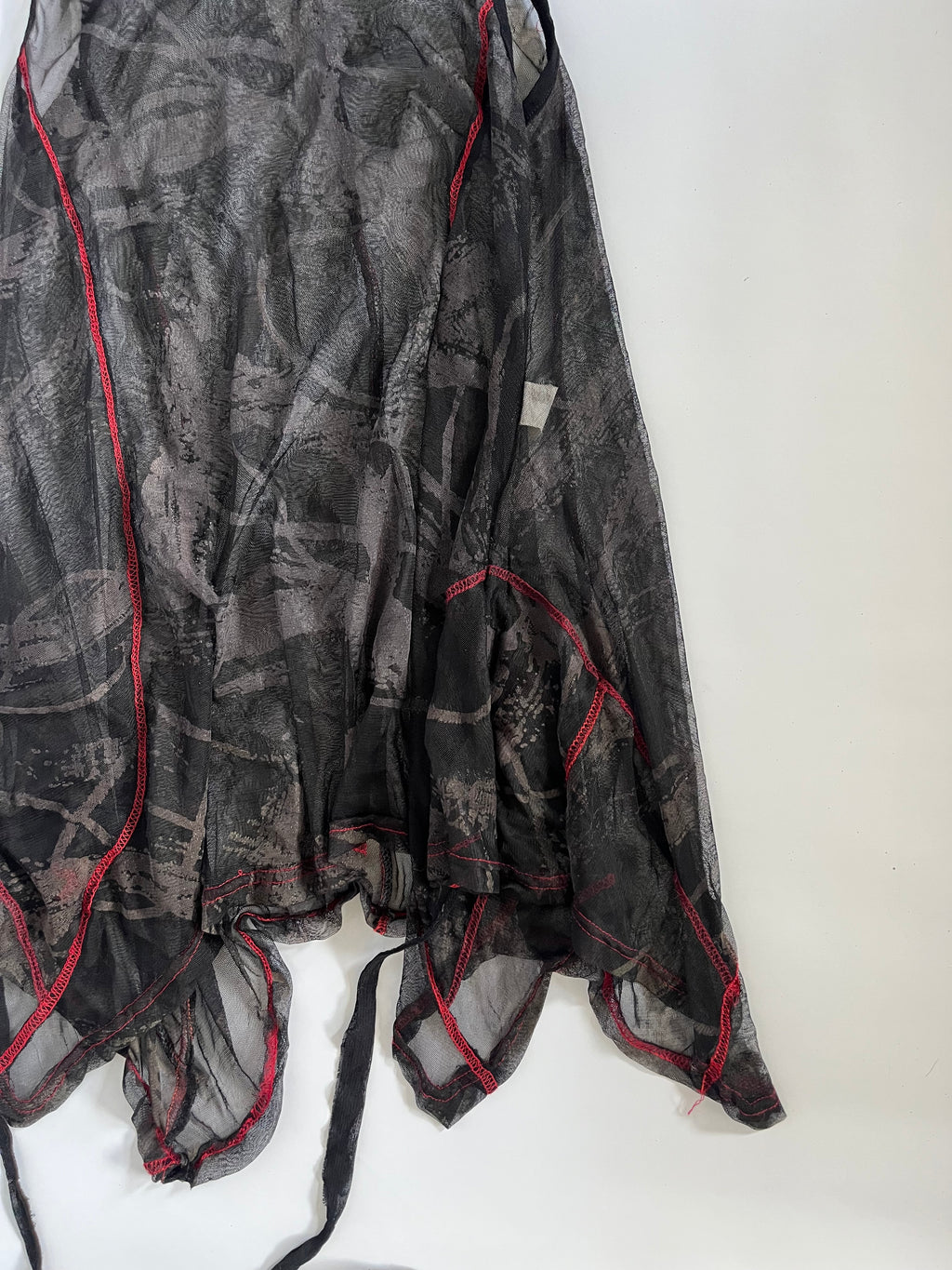 Subversive black and red mesh tiered mini dress