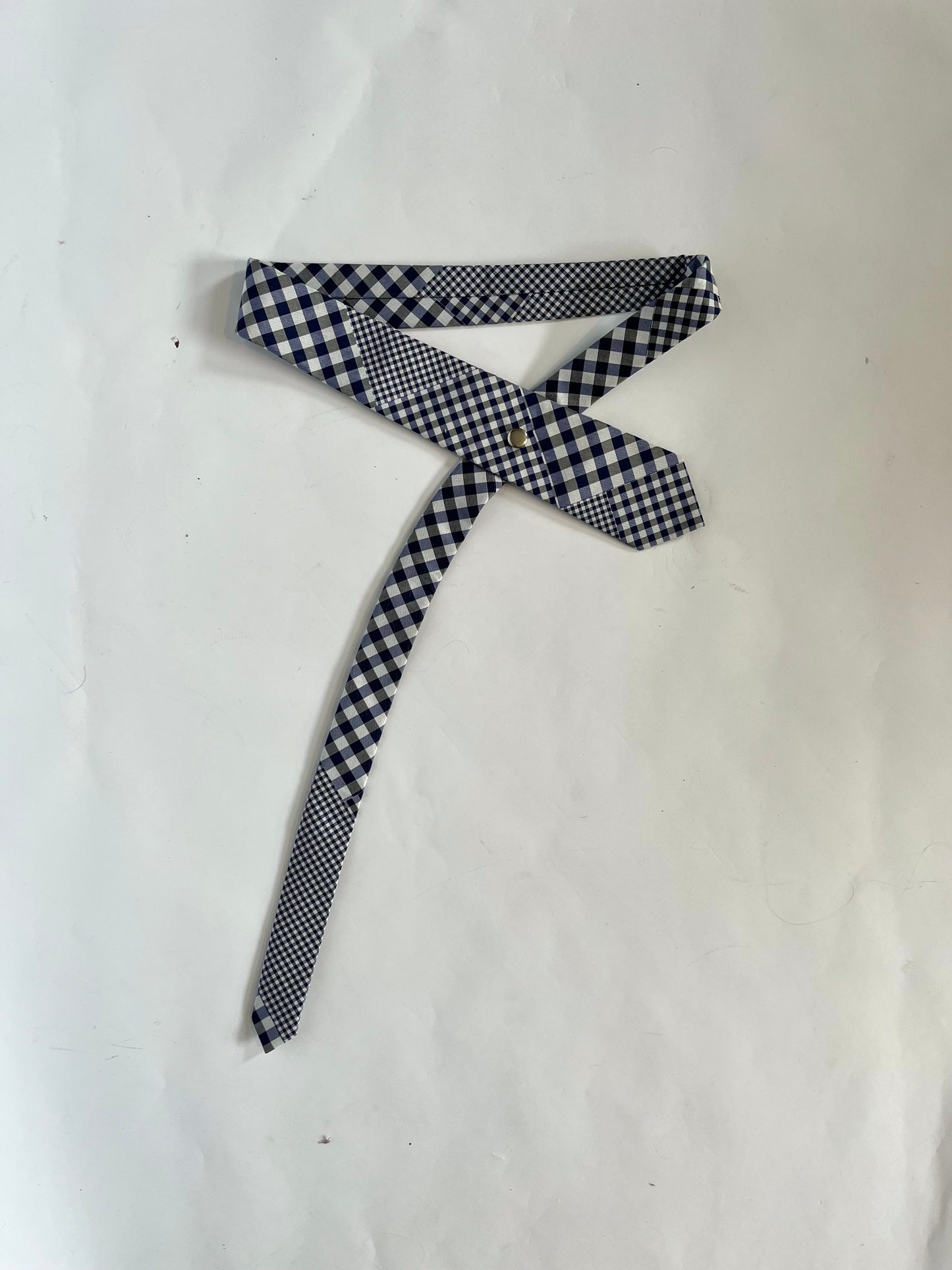 31 inch tie belt: navy gingham