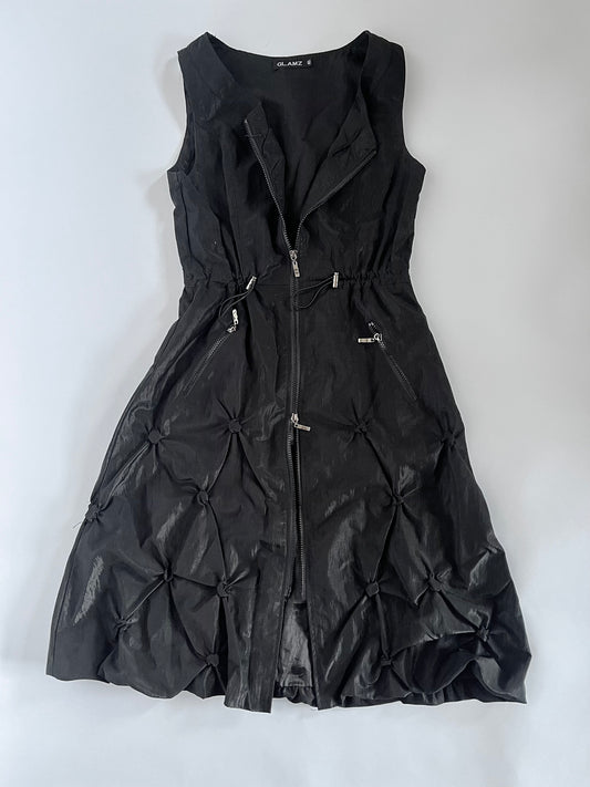 Black cargo zip up dress