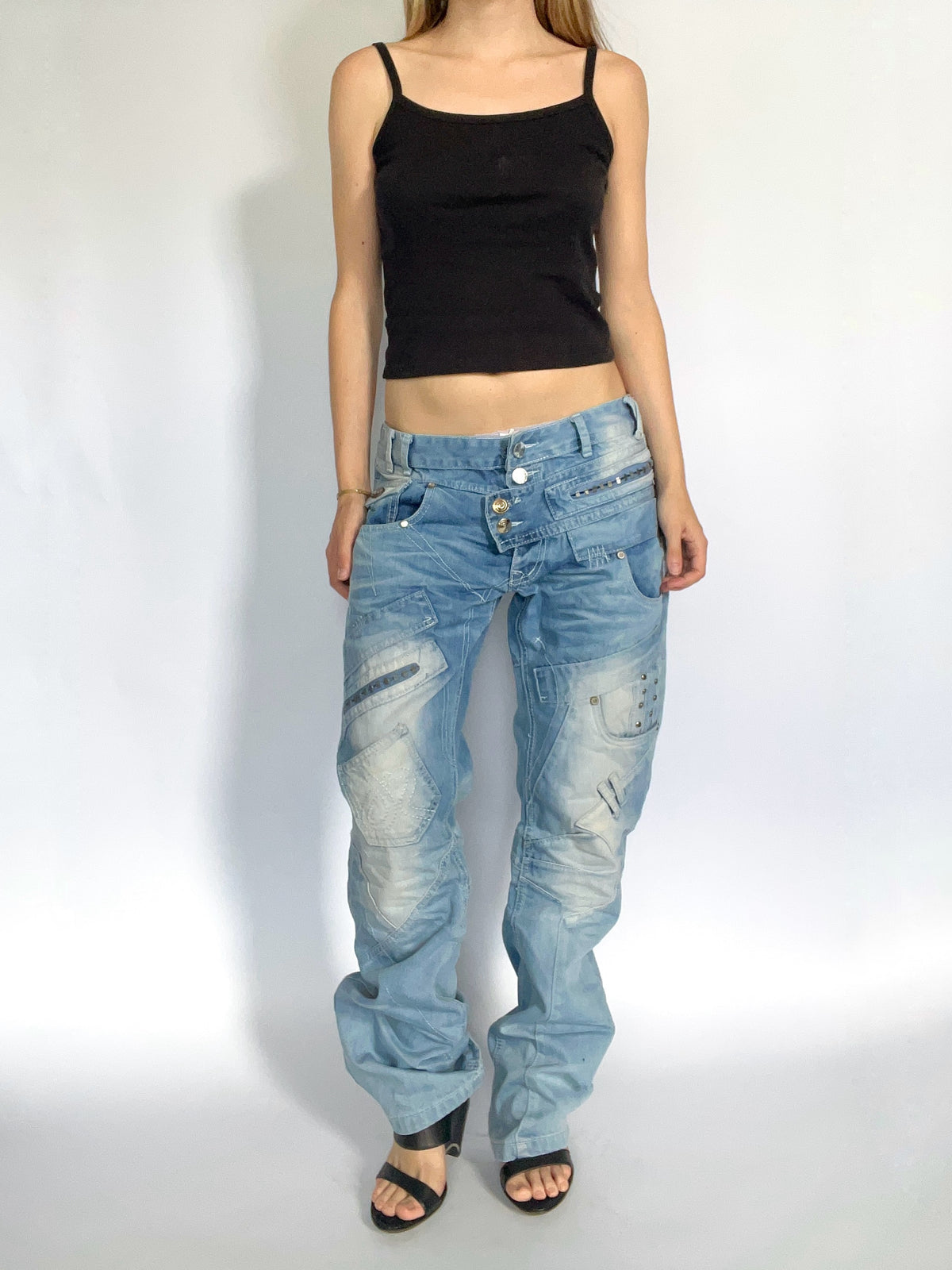 Subversive Japanese zipper detail straight leg jeans