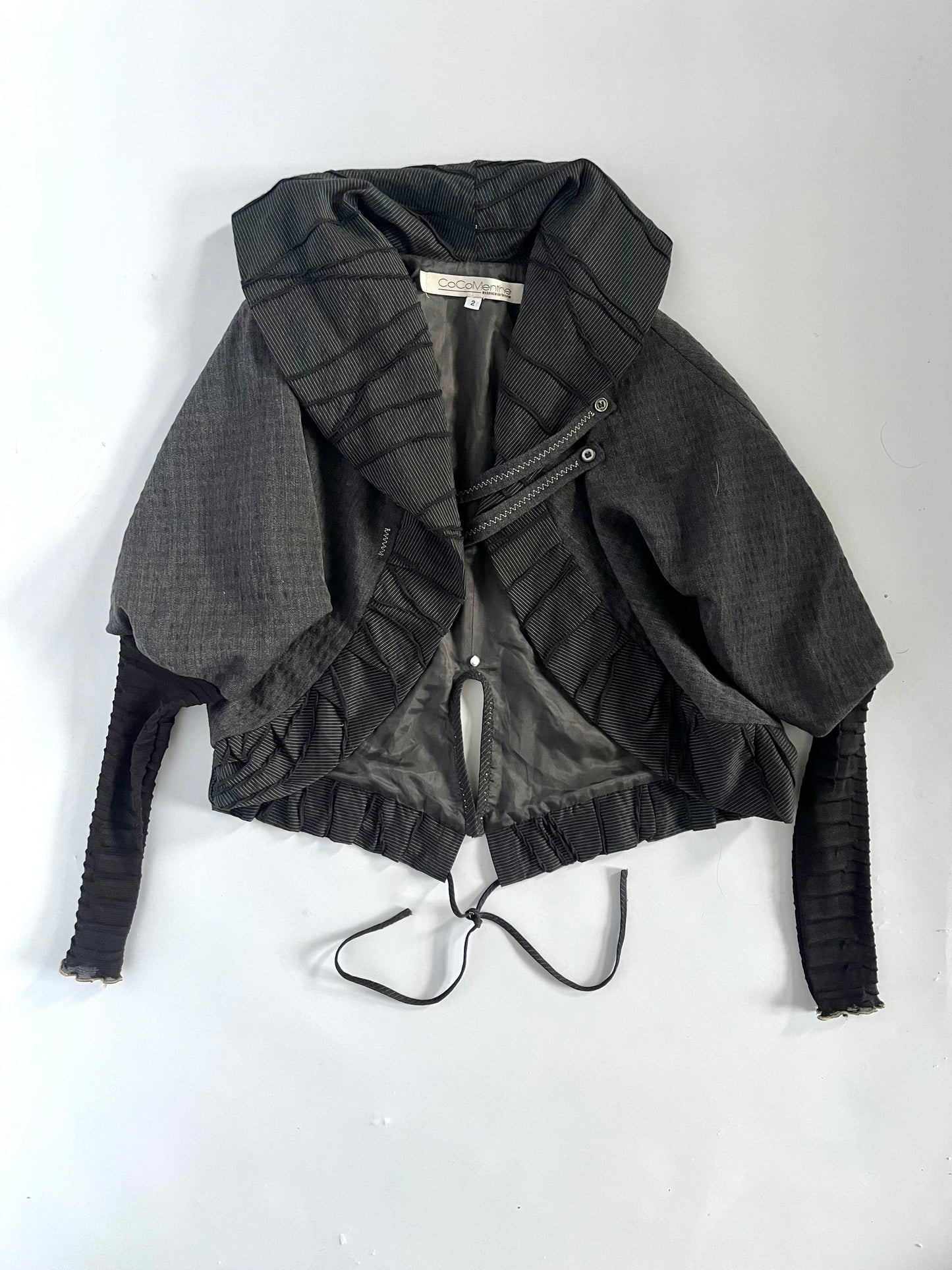 Grey cropped subversive asymmetric  jacket