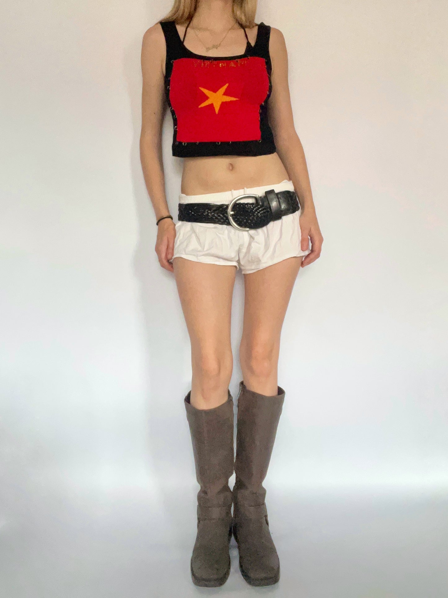 Vietnam mesh pierced tank top