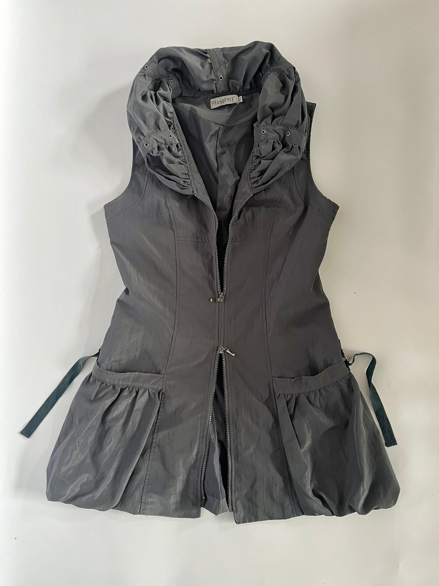Grommet shell bubble mini dress