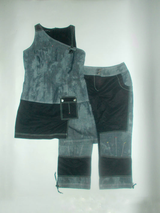 Denim & shell trouser set