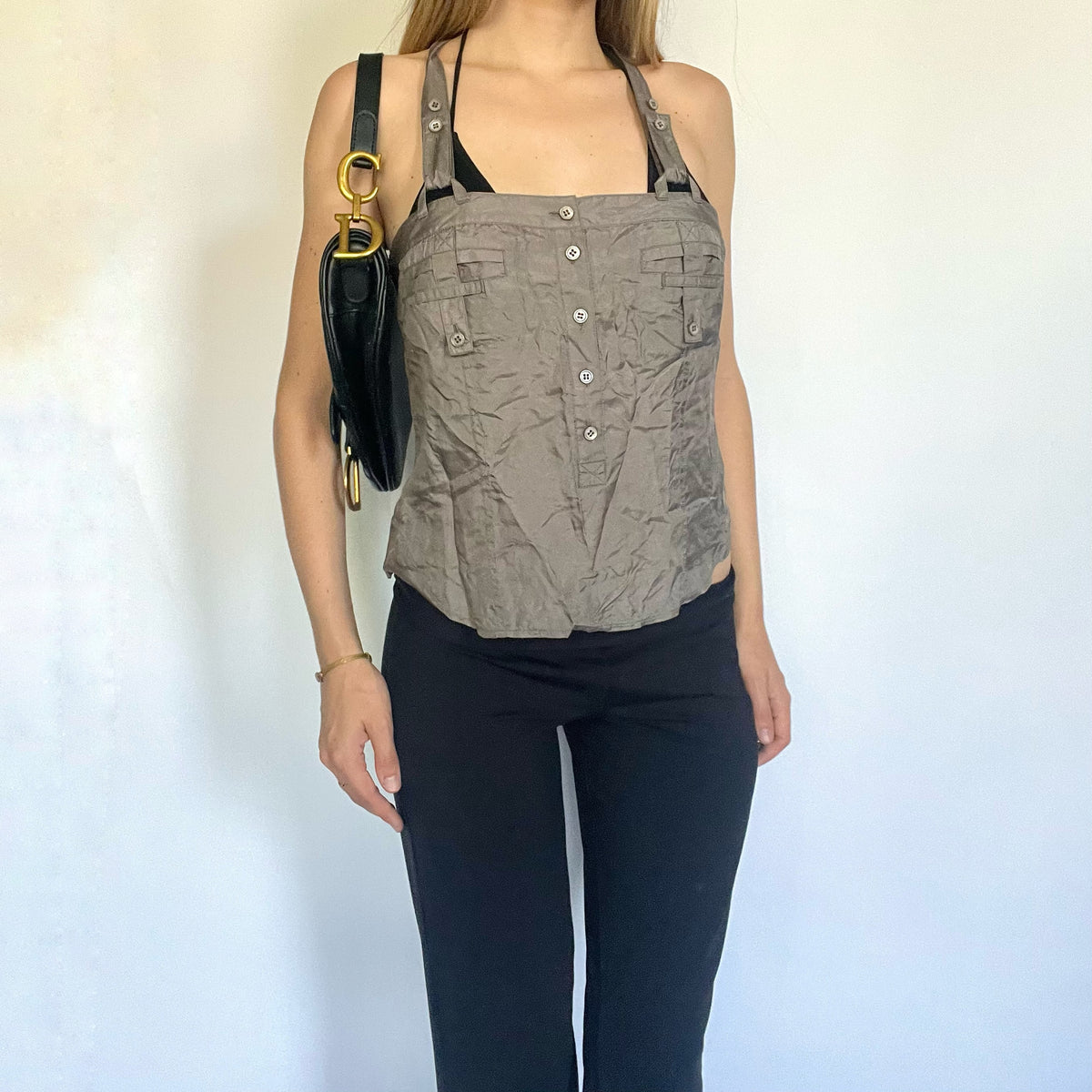 Subversive silk button cami top