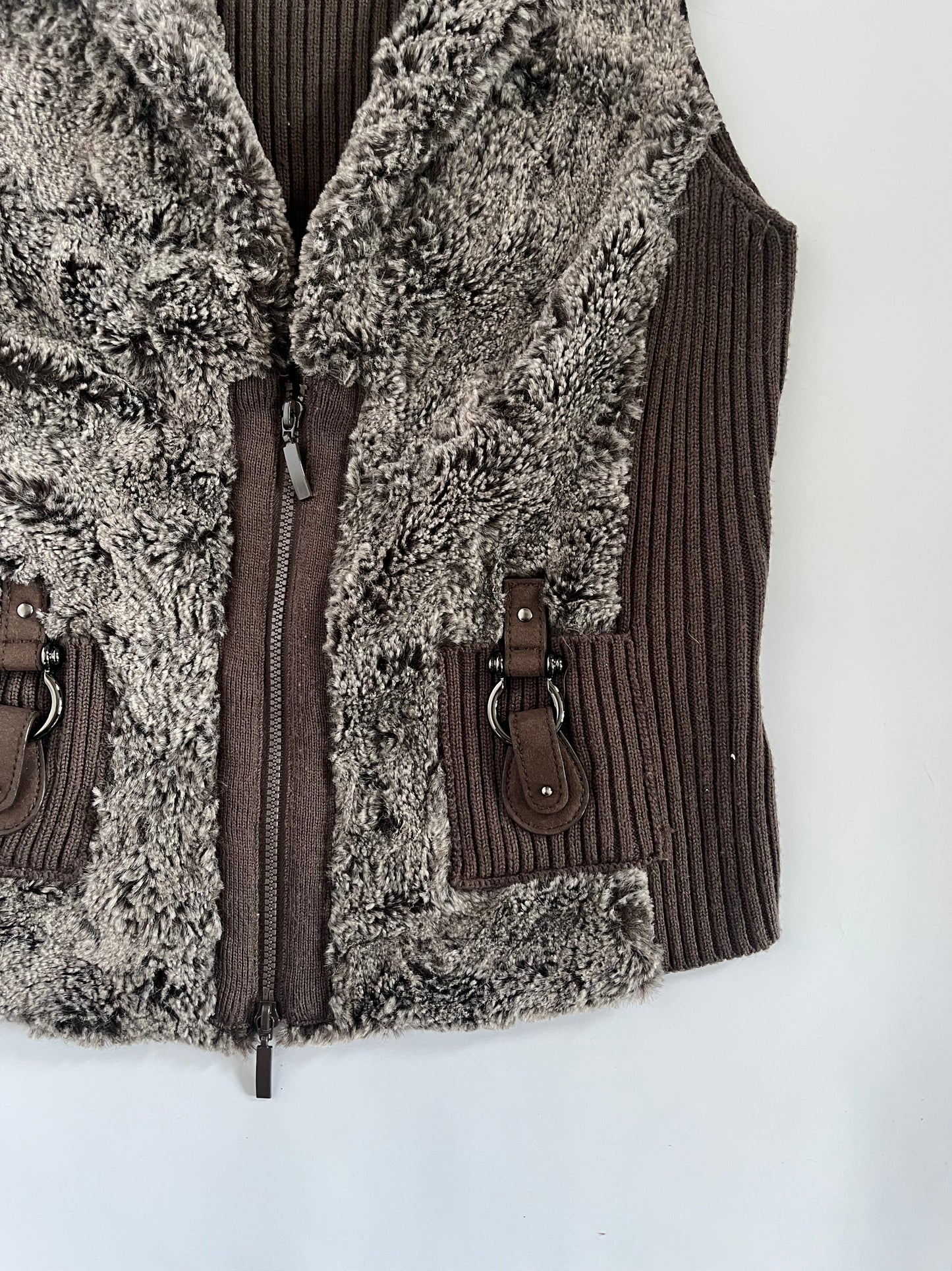 Faux fur zip up gilet