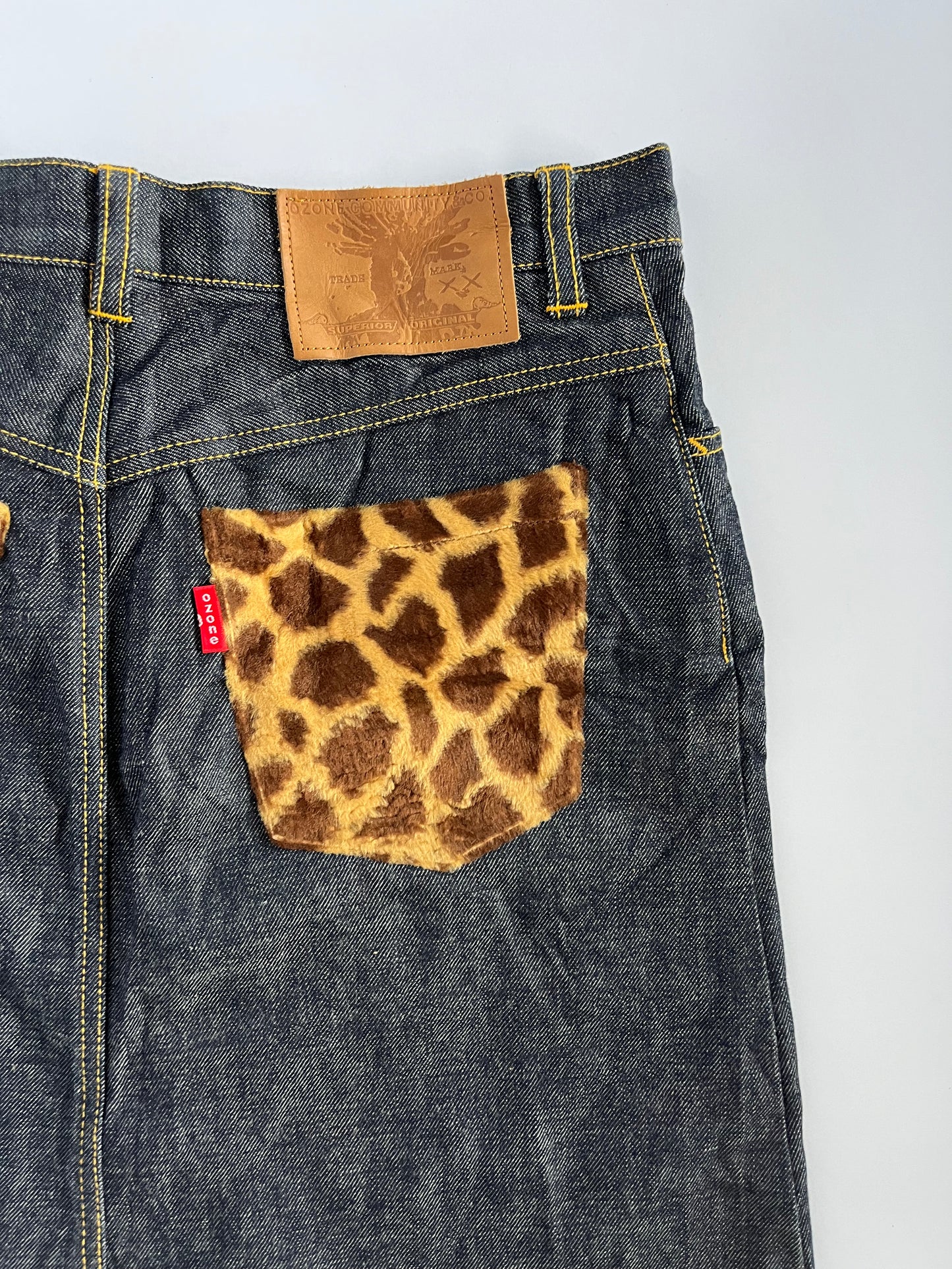 Japanese giraffe knee length denim skirt